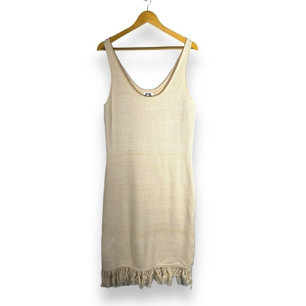 Future Collective x Alani Noelle Crochet Fringe Column Dress, Cream, Size 1X - Picture 3 of 14